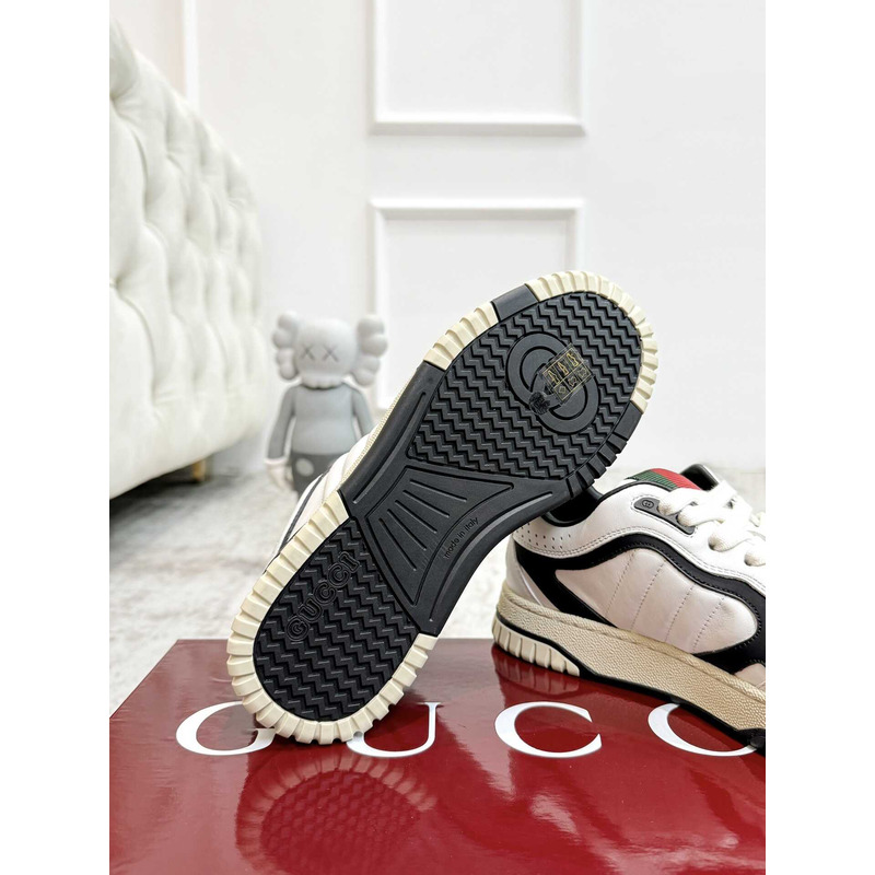G*u*i re-web sneaker with white and leather piping black