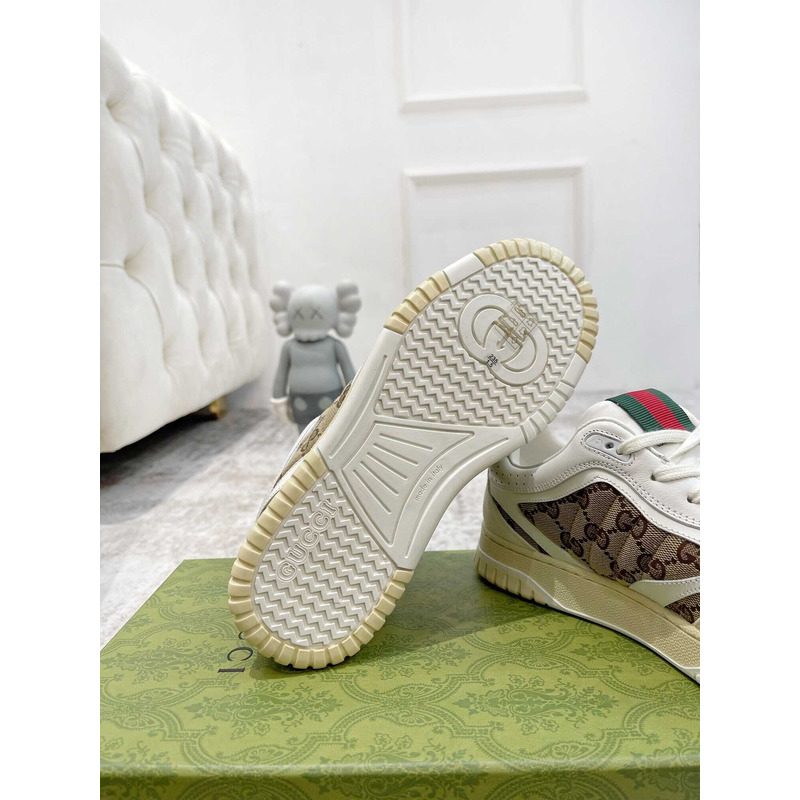 G*u*i re-web sneaker with classic gg canvas and leather white