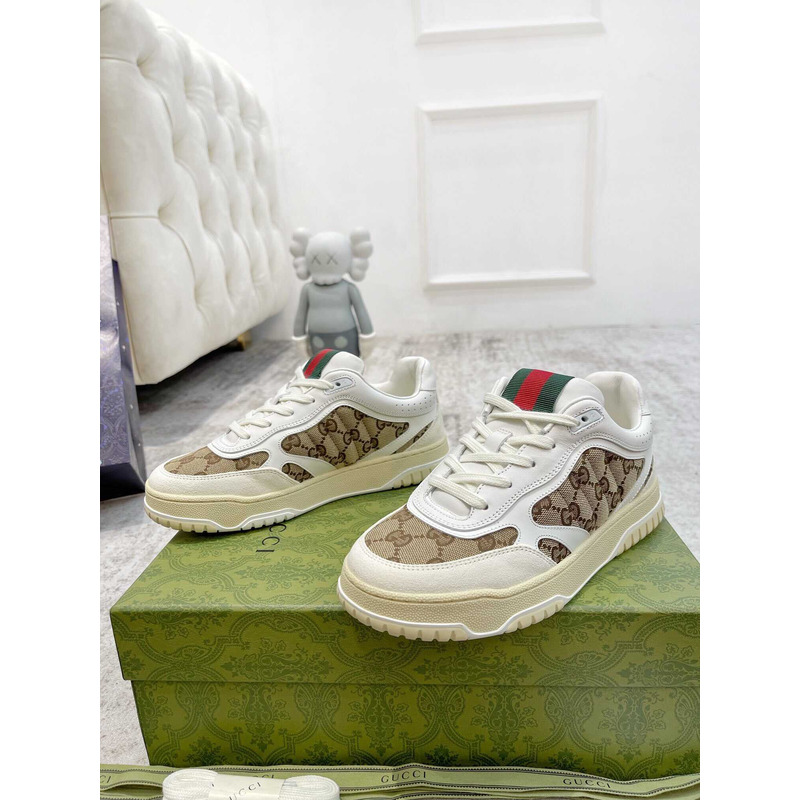 G*u*i re-web sneaker with classic gg canvas and leather white