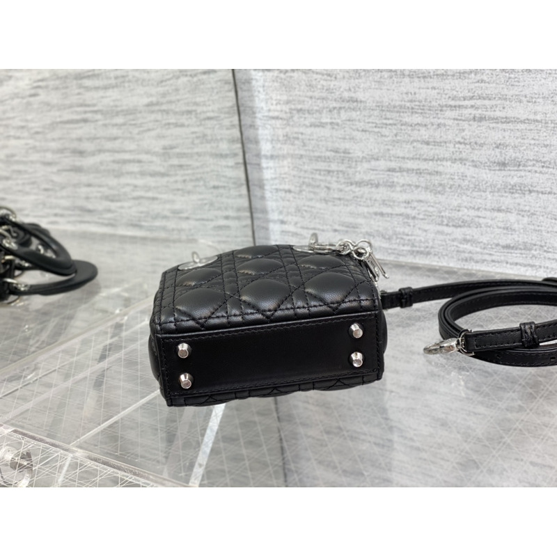 d*or lady bag S*per mini cannage leather black