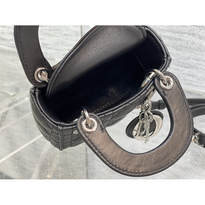 d*or lady bag S*per mini cannage leather black