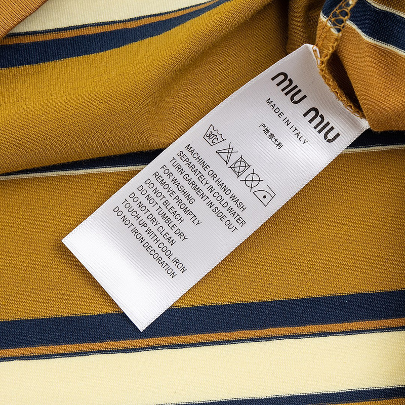 Miu Miu Jersey T-shirt Stripes Cotton Mustard