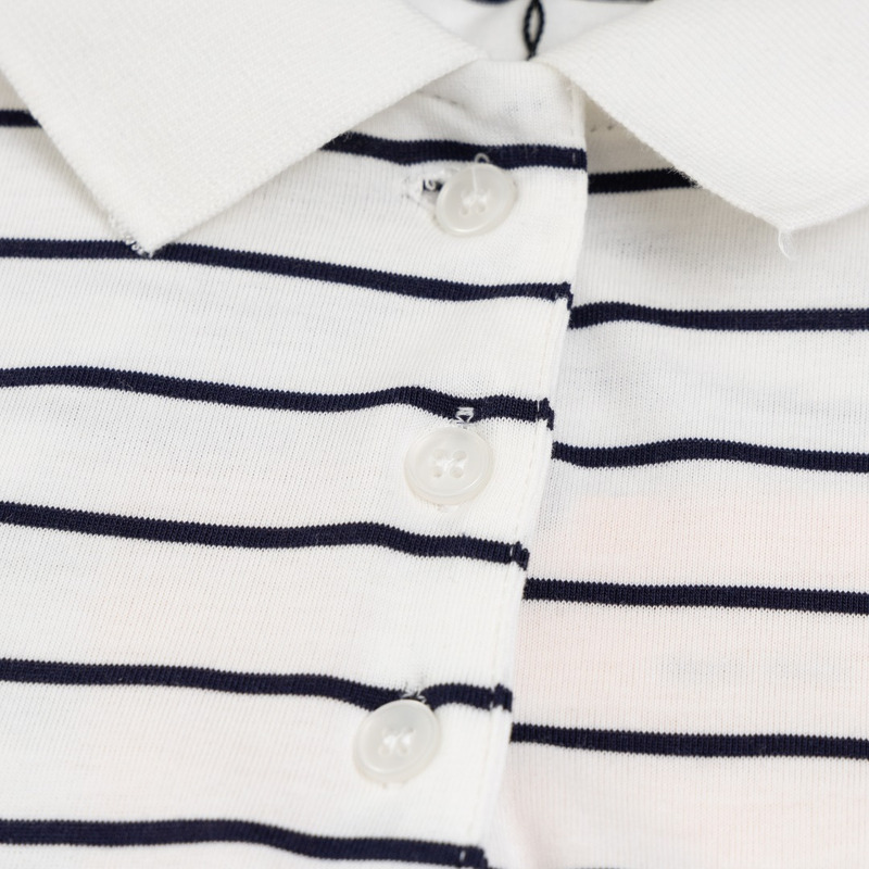 Miu Miu Jersey Polo Shirt Stripes Cotton Black and White