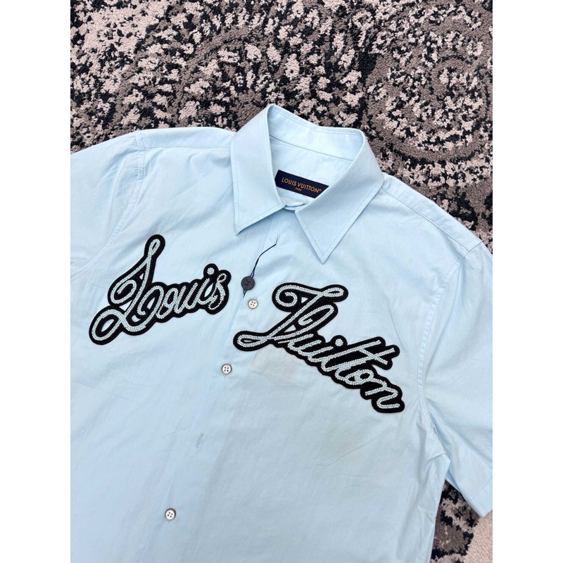 l**is V*t*n embroidered cotton shirt  sky blue