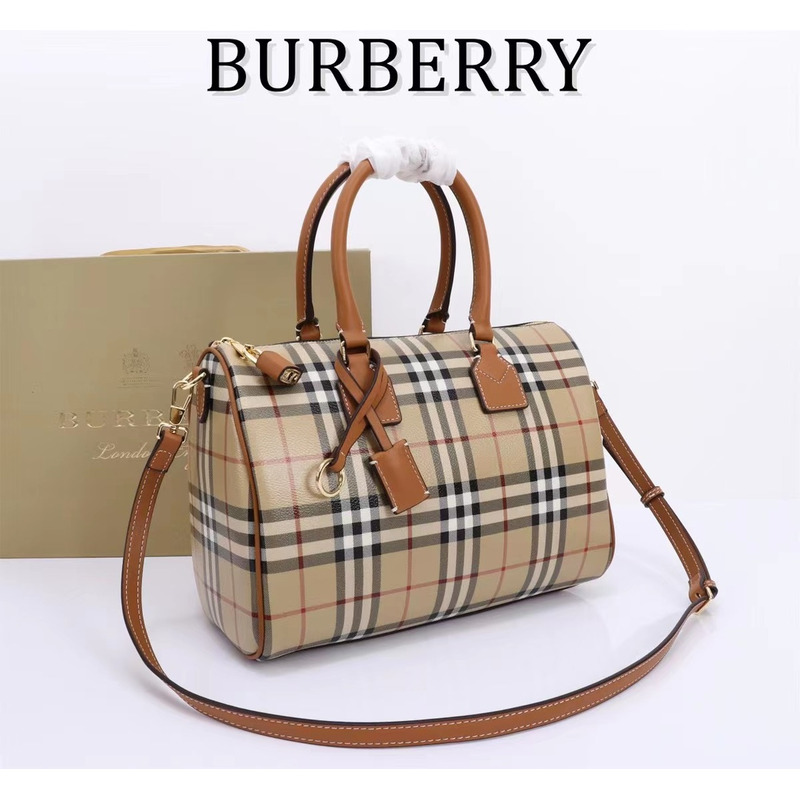 B**rry medium check bowling bag beige