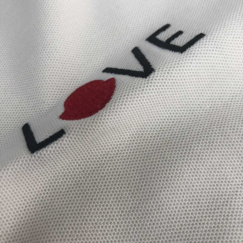 Moncler Love-embroidered Polo Shirt White
