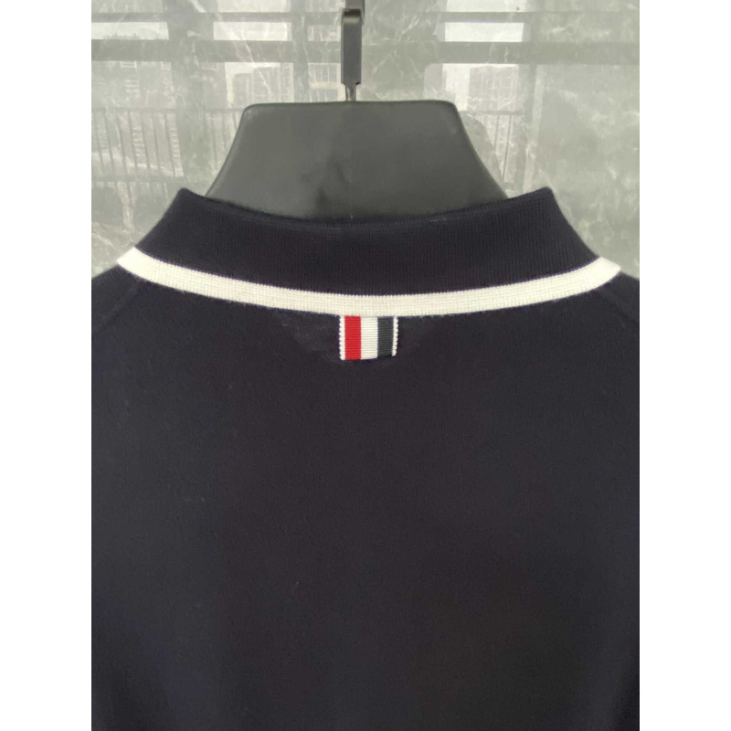Thom Browne  Cotton 4-Bar Short Sleeve Polo Black