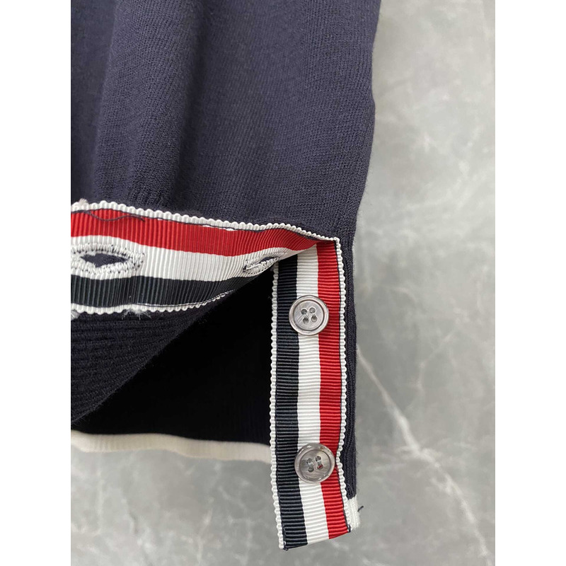 Thom Browne  Cotton 4-Bar Short Sleeve Polo Black