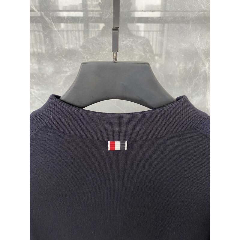 Thom Browne Cotton Short Sleeve Polo Shirt Black