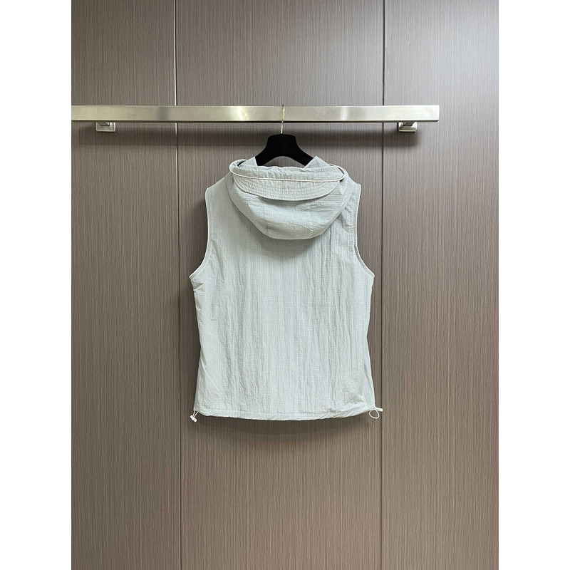 Thom Browne 4-Bar Striped Zipped Ripstop Hooded Gilet Grey