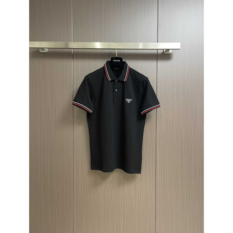 Pra*a embroidered polo shirt black