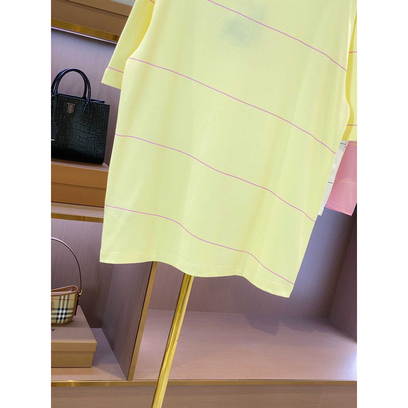 B**rry embroidered t-shirt with diagonal stripes yellow