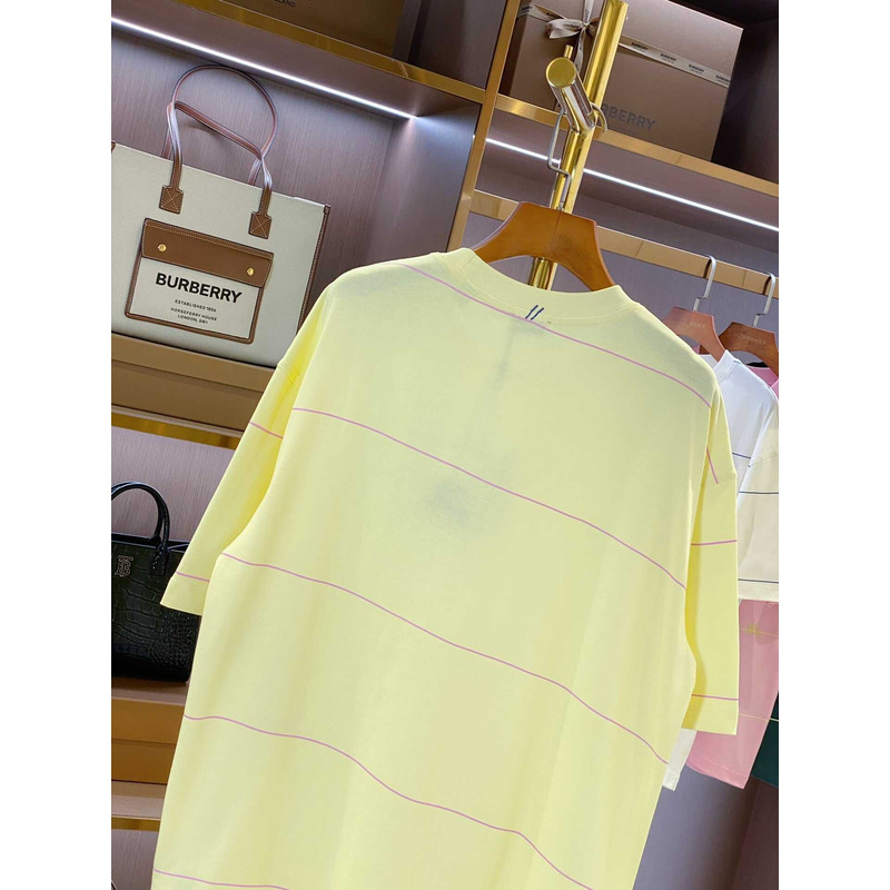B**rry embroidered t-shirt with diagonal stripes yellow