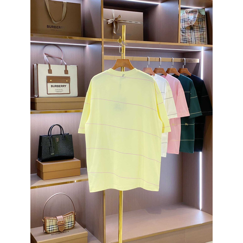 B**rry embroidered t-shirt with diagonal stripes yellow