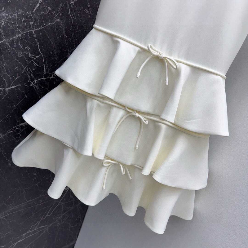 Valentino Garavani Mini Dress Wool-silk Bow-detail Ivory