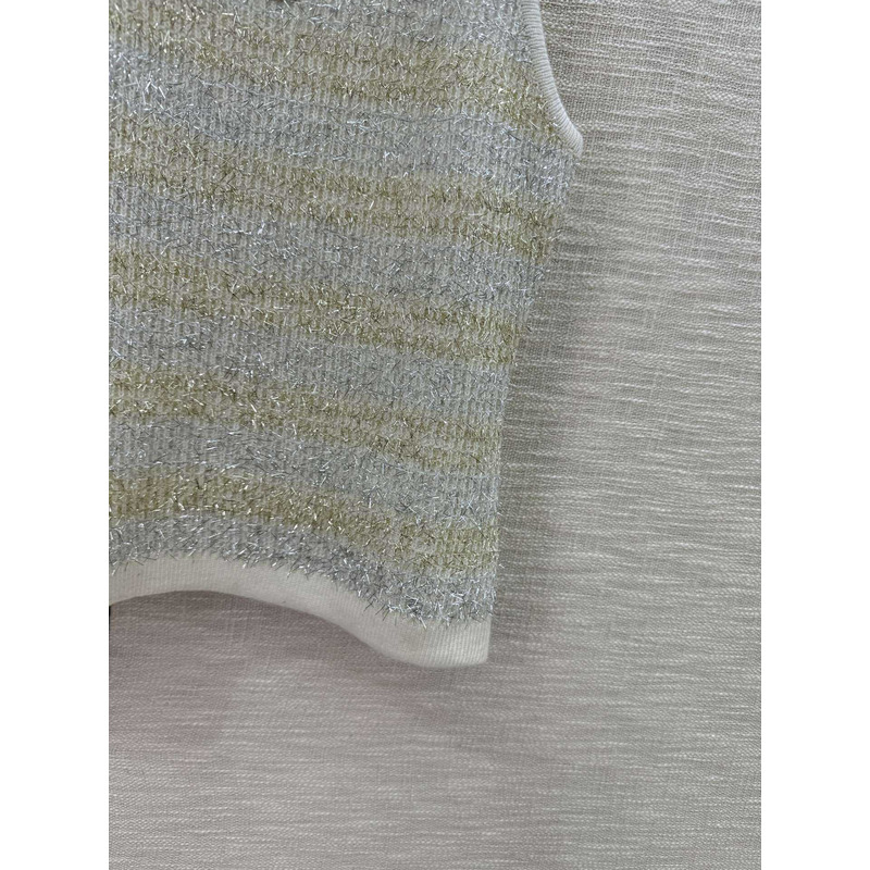 Ch*el logo knitted tank top grey
