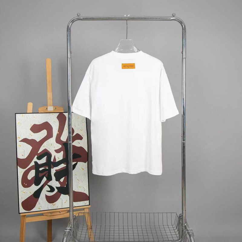 l**is V*t*n monogram splash round neck t-shirt white
