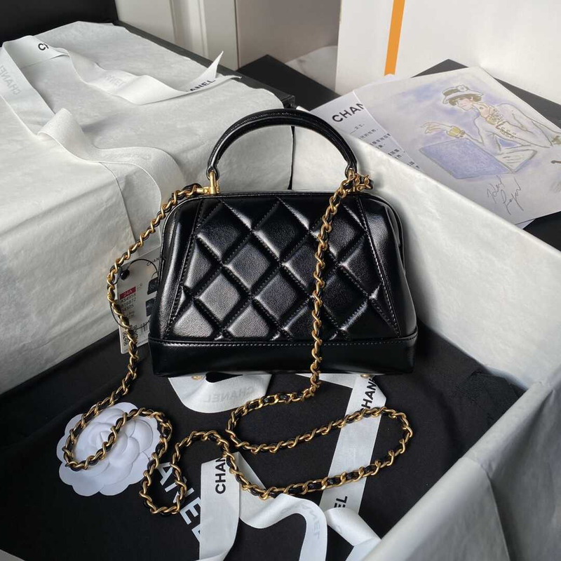 Ch*el mini bag with top handle black