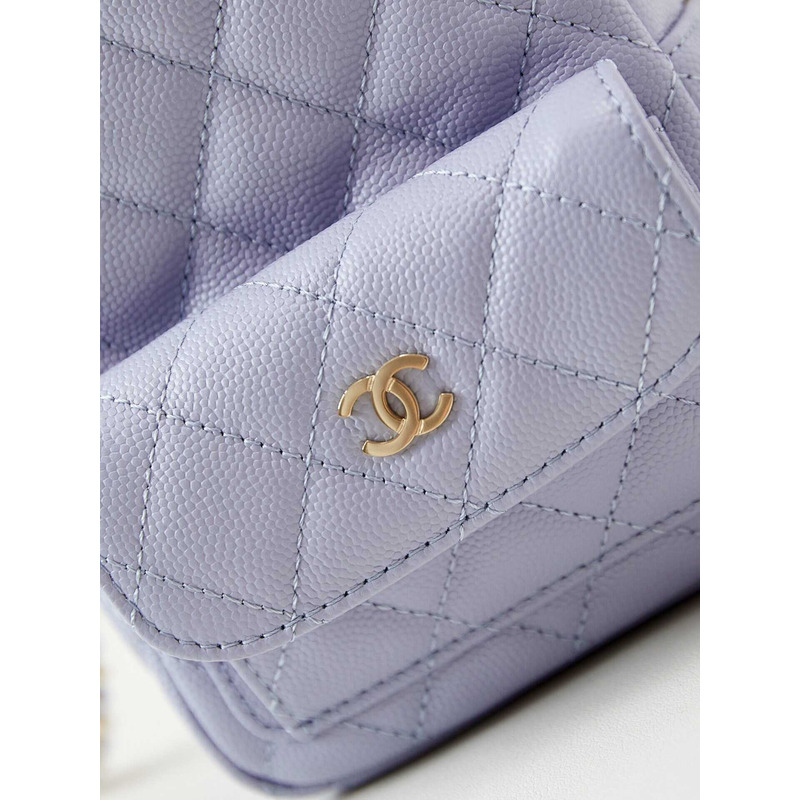 Ch*el caviar quilted cc mini classic backpack light purple