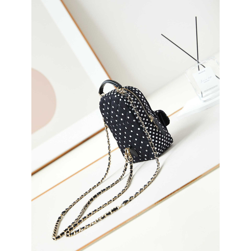 Ch*el logo polka dot backpack in black
