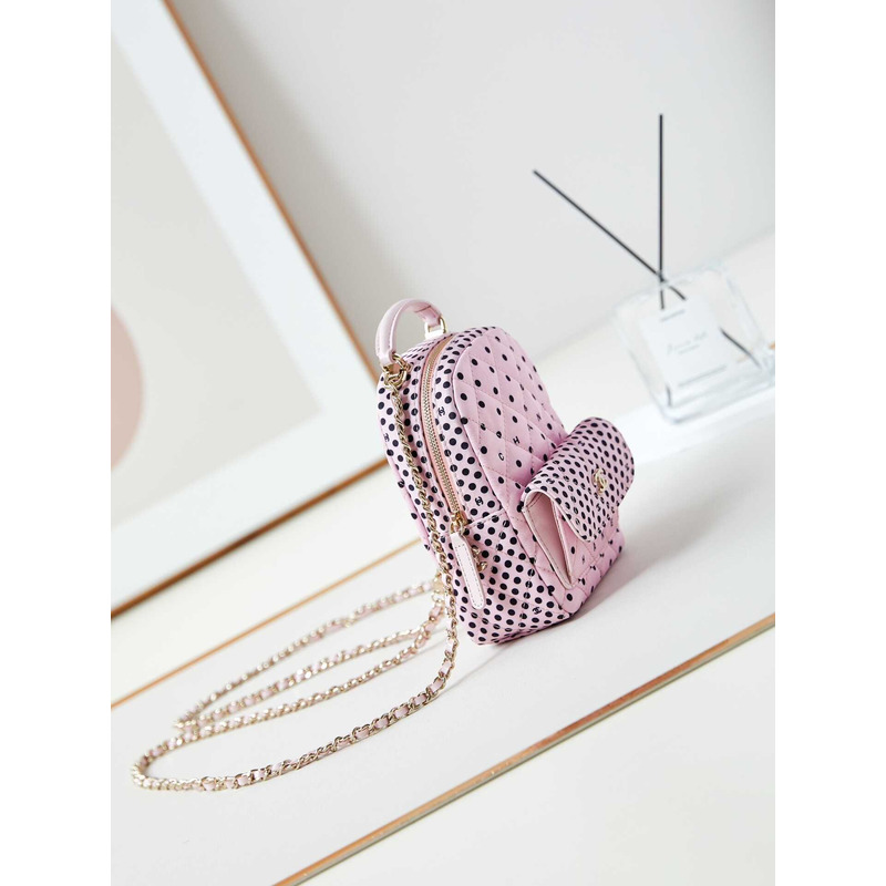 Ch*el logo polka dot backpack in pink