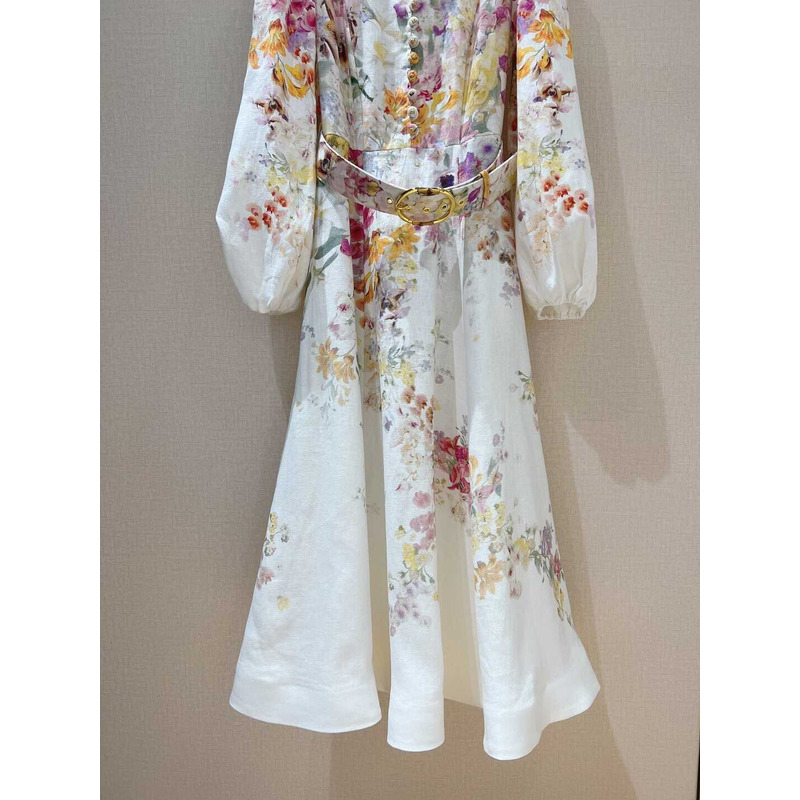 Zimmermann Long Dress With Flowers White