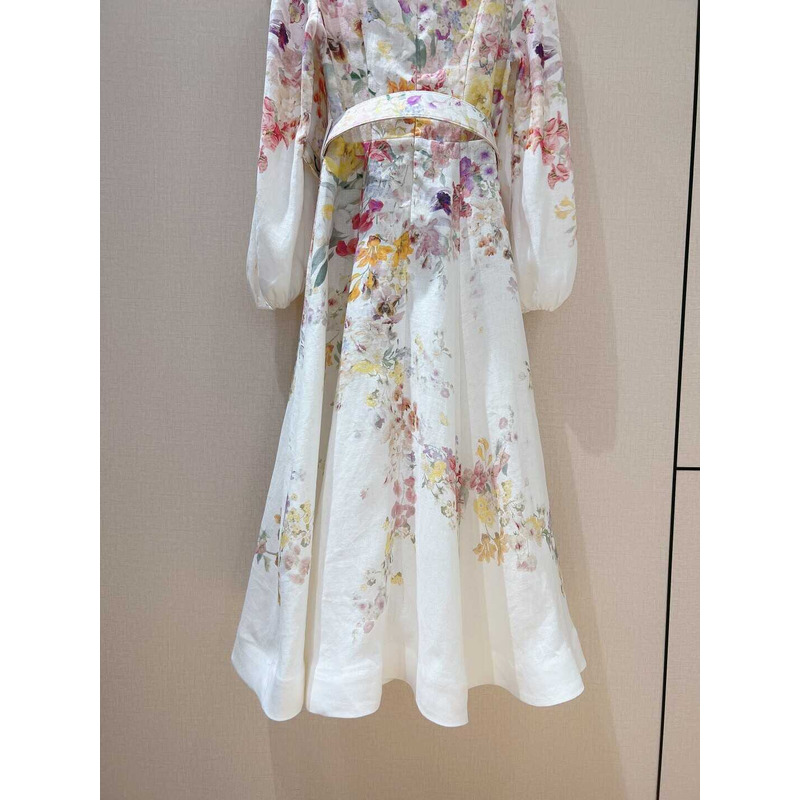 Zimmermann Long Dress With Flowers White