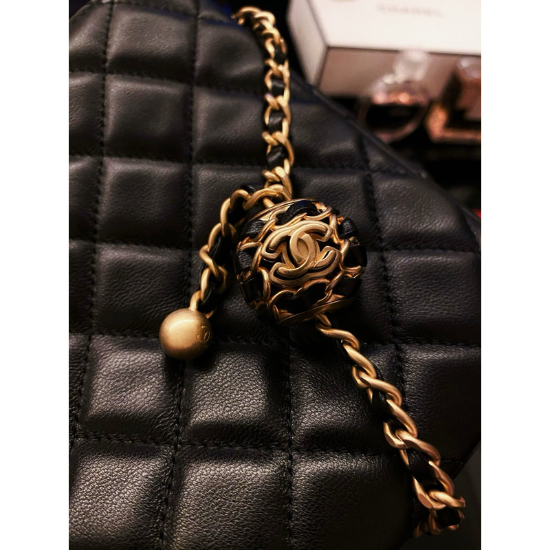 Ch*el hobo crossbody calfskin with gold hardware black