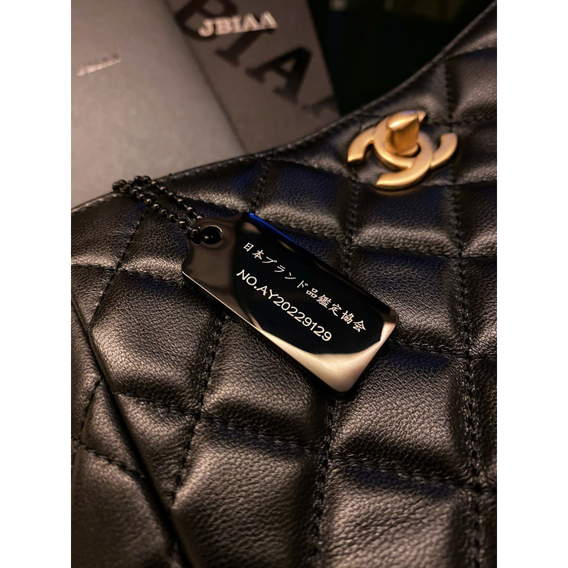 Ch*el hobo crossbody calfskin with gold hardware black