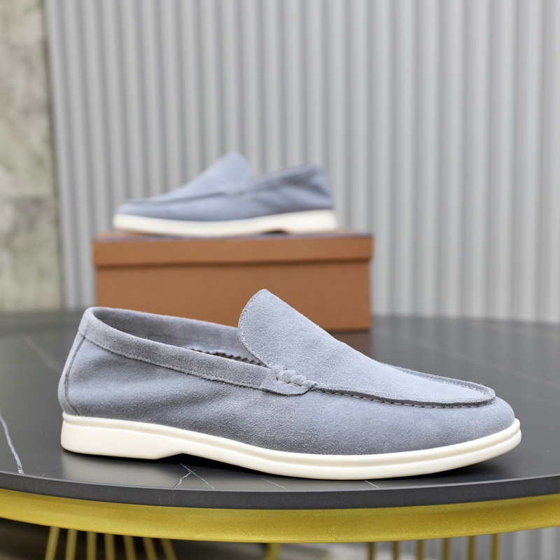 Loro Piana Suede Loafers Grey Blue