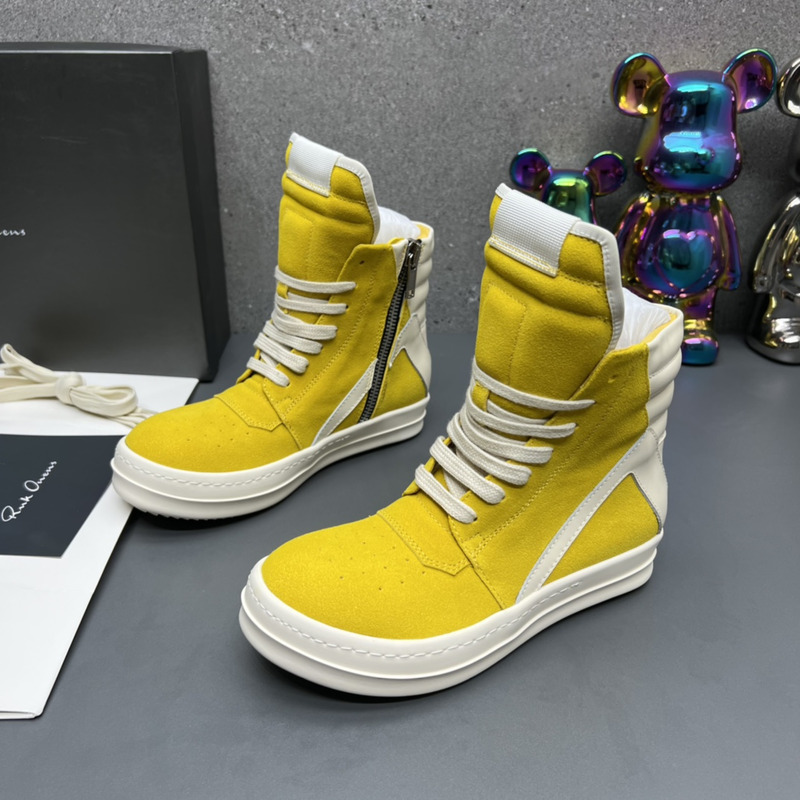 Rick Owens Geobasket High Top Sneakers Yellow