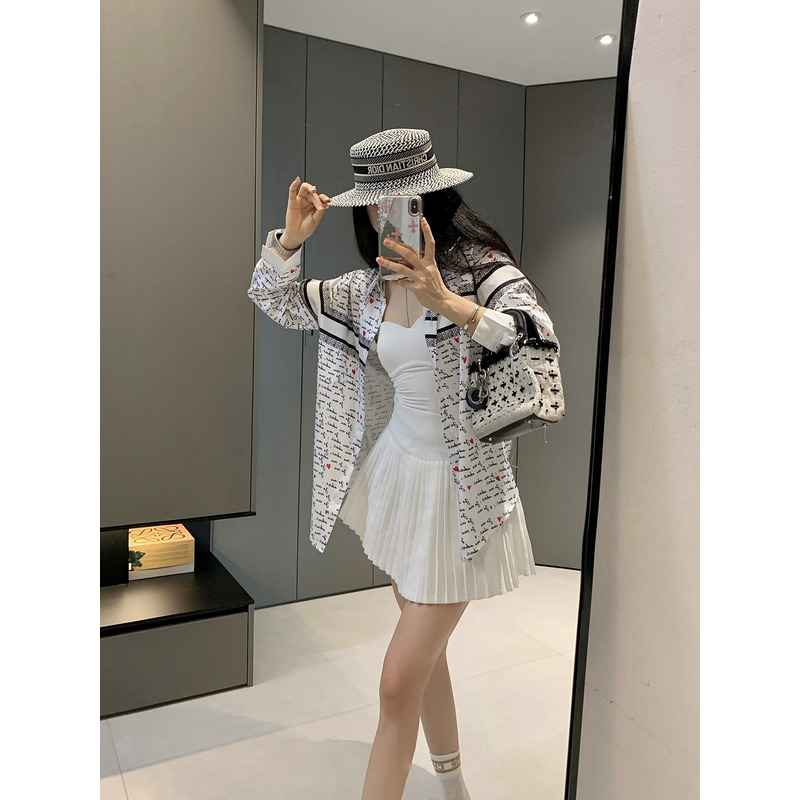 D*or long-sleeved shirt in white