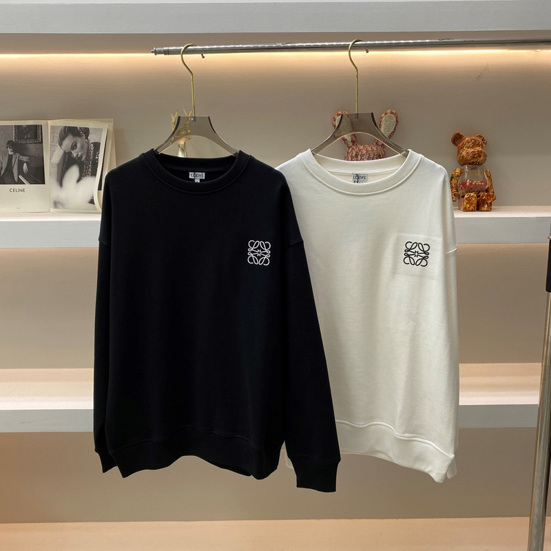 Loewe Logo and Anagram-Embroidered Sweatshirt White