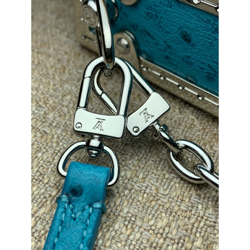 l**is V*t*n slim trunk cowhide leather with rivet frame and metal s-lock buckle dark blue