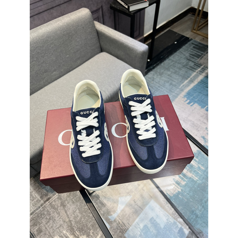 G*u*i panelled suede sneakers featuring mesh detailing