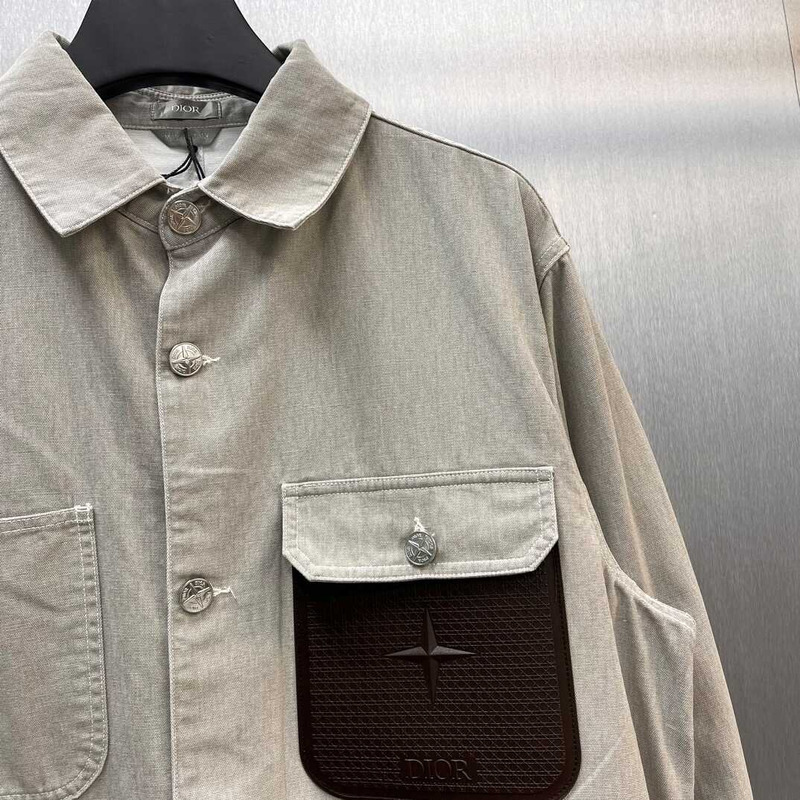 D*or x stone island cotton canvas jacket dark beige
