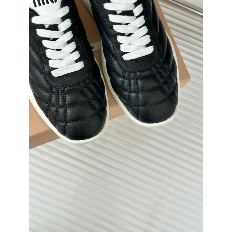 Miu Miu High Trainers In Quilted Nappa In Black
