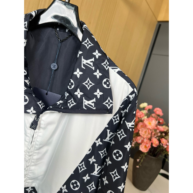 l**is V*t*n monogram printed technical track top navy blue