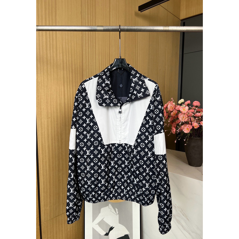 l**is V*t*n monogram printed technical track top navy blue