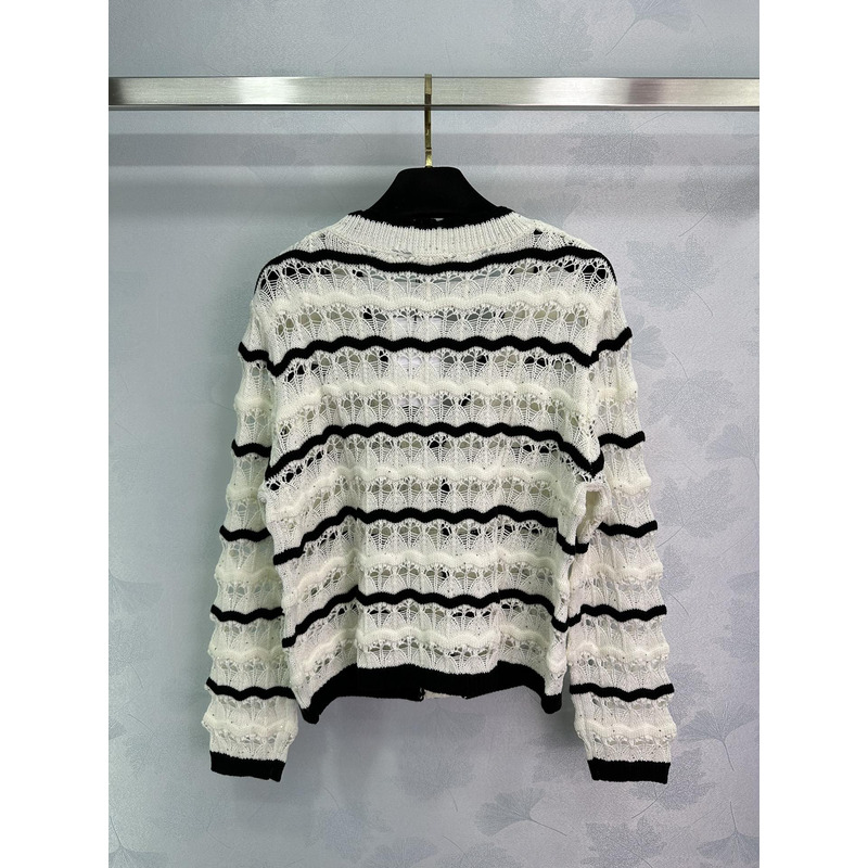 Ce**e knitted hollow long sleeve white&black