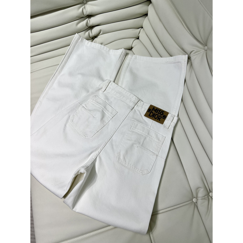 D*or flared pants white