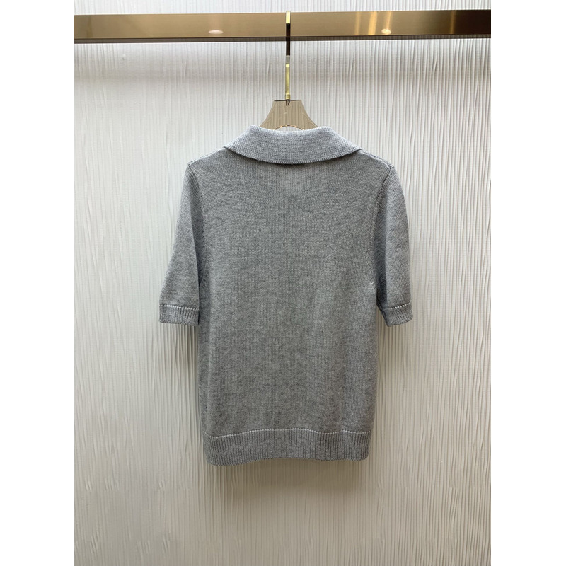 Miumiu Cotton Jersey Polo Shirt Grey