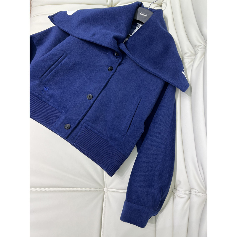D*or bomber jacket with oversized collar dark blue
