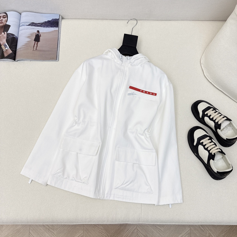 Pra*a ripstop hooded windbreaker in white