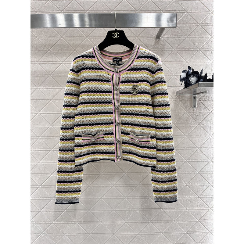 Ch*el striped cardigan in yellow
