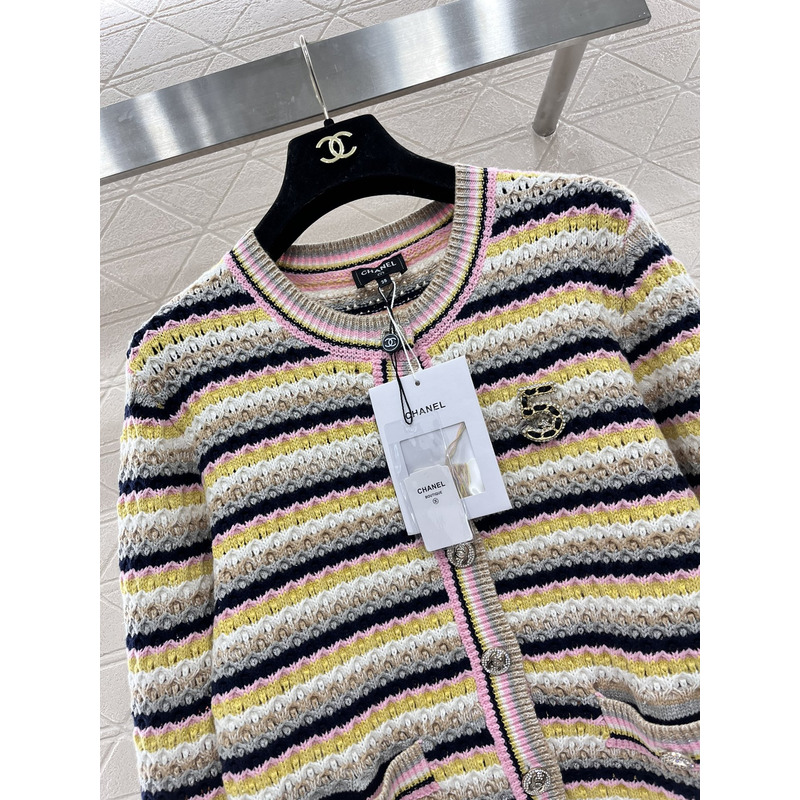 Ch*el striped cardigan in yellow