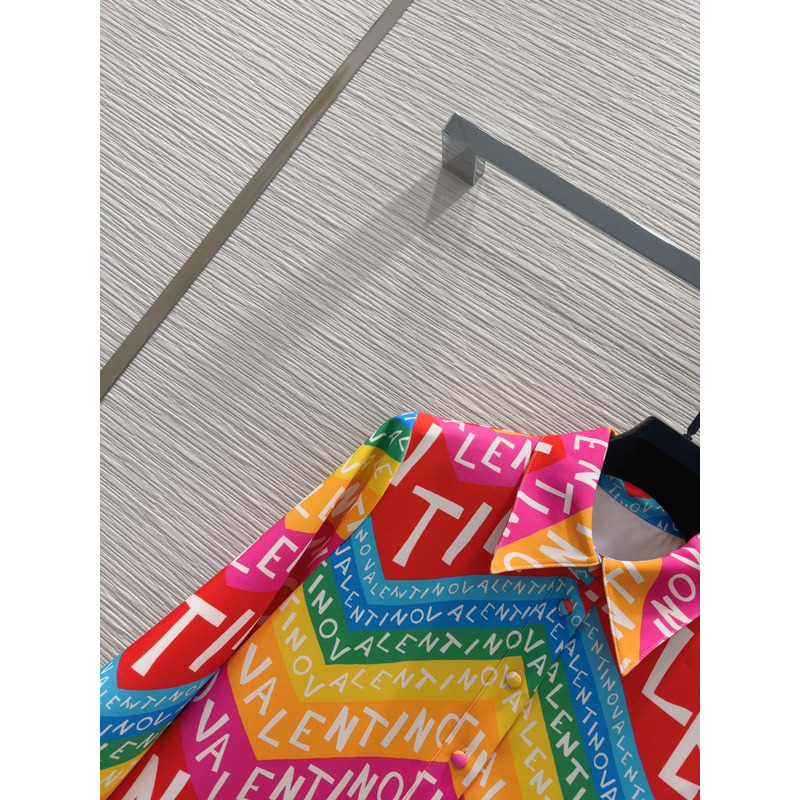 Valentino Chevron 24 Popeline Short Dress Multicolour