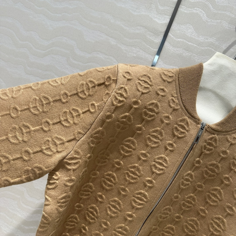H**mes torsades cliquetis unies zipped jacket in brown