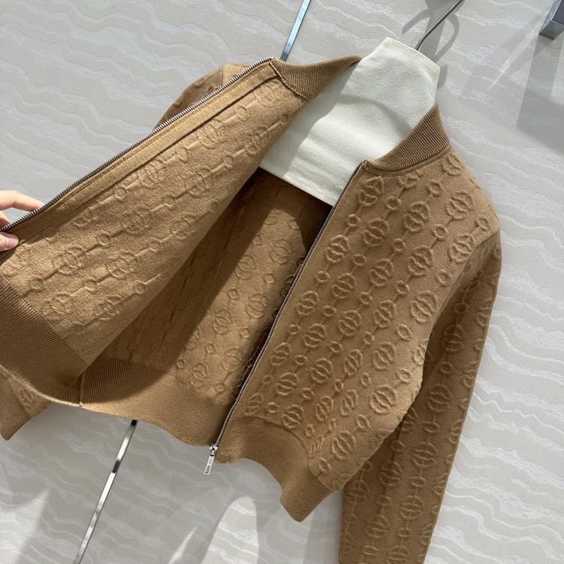 H**mes torsades cliquetis unies zipped jacket in brown