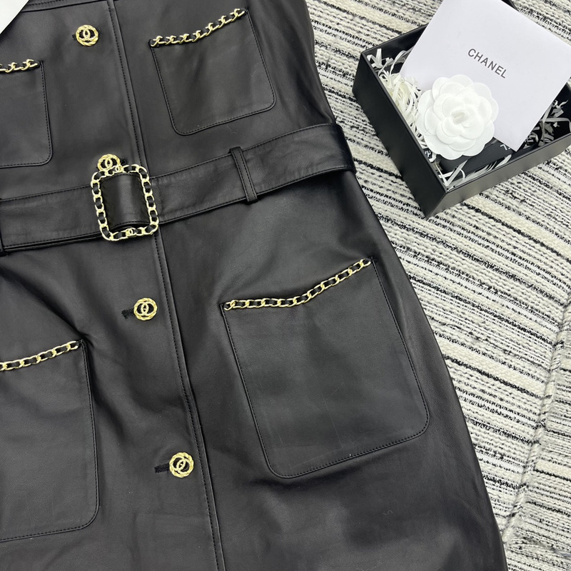 Ch*el lambskin single breasted waistcoat black